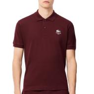 Lacoste Unisex Bordeaux Polo Shirt with Ribbed Cuffs affordable