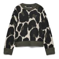 Schwarz/beiger bedruckter Damenpullover von Vero Moda Leonie