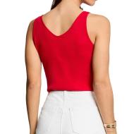Camiseta sin mangas entallada con cuello en V roja para mujer de Morgan Bijoux ver 2