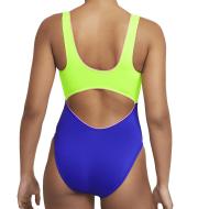 Nike Cutout Einteiliger Badeanzug Gelb/Blau Damen Ansicht 2