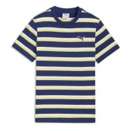 Puma Ess Elevated Striped Boys’ T-shirt – Navy/Yellow/White