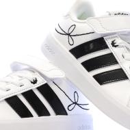 Weiß/Schwarze Kinder-Sneaker von Adidas, Grand Court Ansicht 7