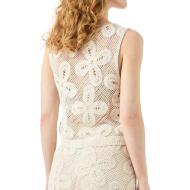 Débardeur Beige Femme YAS Crochet vue 2