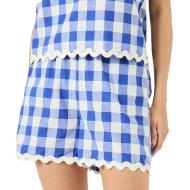 Pantalón Corto Mujer Azul/Blanco Gingham YAS Yaslura barato