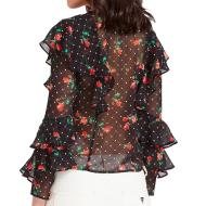 Guess Women's Black Floral Blouse Pink Photo of the Espace des Marques %store% store - view of %key%