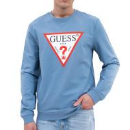 Guess Men's Blue Triangle Logo Sweat Top affordable