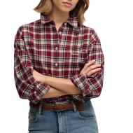 Chemise À Carreaux Bordeaux/Marine Femme Superdry Check