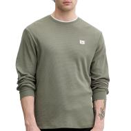 Grünes Herren-Sweatshirt von Calvin Klein Jeans mit Waffel-Muster und Aufnähern