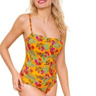 Bañador amarillo/verde/rosa para mujer «Grain de Sable Lisa» barato