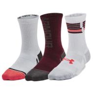 x3 Pairs of Under Armour White/Grey/Red Socks 1379521 affordable
