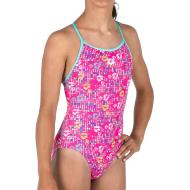 Bañador de una pieza Arena Allover rosa para niña barato