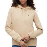 Beiges Kapuzensweatshirt für Damen von Tommy Hilfiger mit Flaggenmotiv