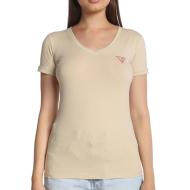 T-Shirt Beige Frau Guess Mini Triangle Ansicht 2