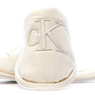 Calvin Klein Jeans Slipper Satin Moire White Women's Slippers Photo of the Espace des Marques %store% store - view of %key%