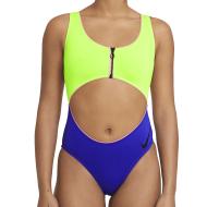 Nike Cutout Einteiliger Badeanzug Gelb/Blau Damen günstig