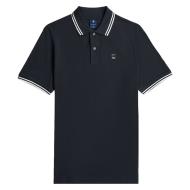G-Star RAW Herren-Polohemd in Marineblau mit gestreiftem Kragen Ansicht 2