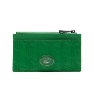 Lacoste Green Monogrammed Leather Zip-Up Card Holder affordable