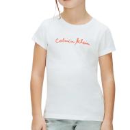 Calvin Klein Jeans Script Logo White/Orange Girls’ T-shirt