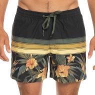 Quiksilver Herren-Badehose Schwarz/Gelb mit Blumenmuster günstig