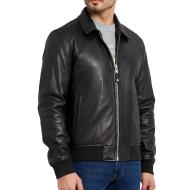 Lederjacke Schwarz Männlich Schott Mens Leather Pilot günstig