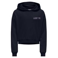 Sudadera con capucha negra para niña ONLY Amor Life barato