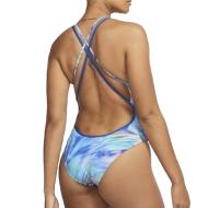 Einteiliger Badeanzug Blau Damen Nike Spiderback Ansicht 2