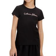 Calvin Klein Jeans Script Logo Black/Pink Girls’ T-shirt affordable