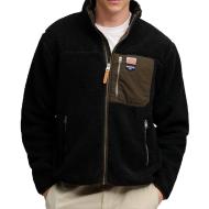 Veste polaire sherpa homme noir et kaki Superdry Vintage Retro pas cher