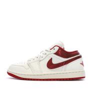 Baskets Blanc/Rouge Femme Nike Air Jordan 1 Low pas cher