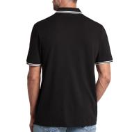 Polo negro para hombre G-Star RAW con cuello a rayas ver 2