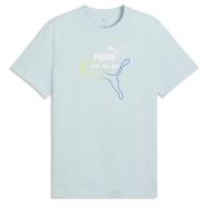 T-Shirt Bleu Clair Logo Graphique Homme PUMA Summer pas cher