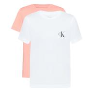 Lote de 2 camisetas de mujer rosa/blanco Calvin Klein Jeans Monologo