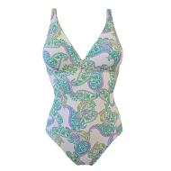 Badeanzug für Damen in Grün/Weiß/Rosa, Modell „Grain de Sable“ von Naka günstig