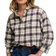 Chemise À Carreaux Écru/Marine Femme Superdry Check pas cher