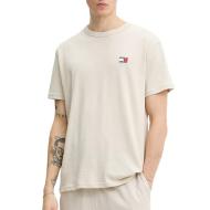 Beiges Herren-T-Shirt von Tommy Jeans Reg Badge DM0DM20322