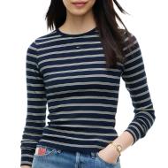 T-shirt Rayé Marine et écru Tommy Hilfiger Slim Essential pas cher