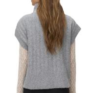 Gilet sans manches maille femme Gris Vero Moda Highneck vue 2