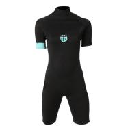 Surf-Neoprenanzug Schwarz/Türkis Unisex Wave Power Shorty günstig